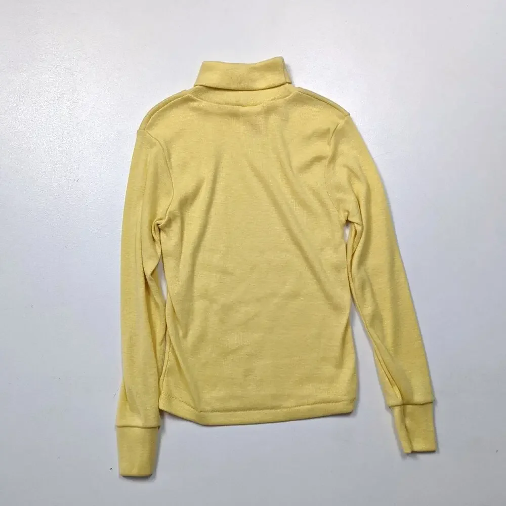 Vintage Dobie Turtleneck Unisex Kids Size 5-6 Yellow Long Sleeve Basic Layering